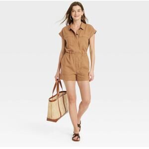 Universal Thread Short Sleeve Tan Romper Size 14